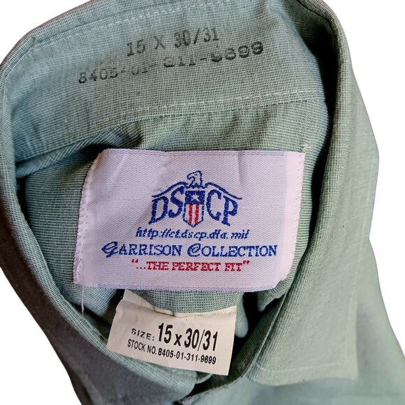 Mens Vintage Garrison Collection Long Sleeve Shirt Size 15 X 30/31 Green Uniform - Picture 5 of 5